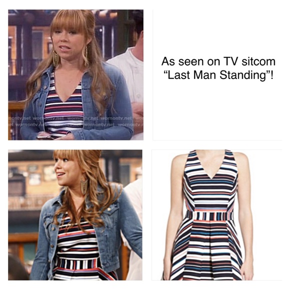 ADELYN RAE Stripe Jacquard Fit & Flare Dress- M - White Pink Blue AS SEEN ON TV - Picture 3 of 12
